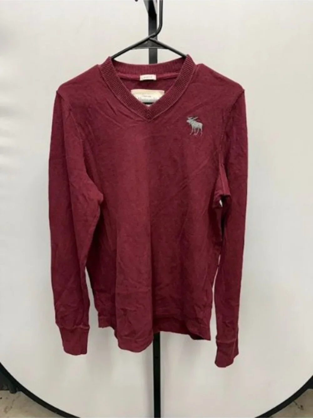 Abercrombie & Fitch Vintage Muscle Maroon V-Neck Cotton Sweater